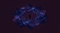 Silhouette of person standing within abstract blue geometric shapes and glowing lines on dark background, representing technology, innovation, and digital transformation concepts.