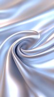Smooth swirling silk fabric in pearly white and soft blue creates elegant spiral pattern with luxurious satin texture and gentle folds for fashion and luxury backgrounds.