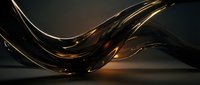 Abstract golden metallic waves flowing in elegant curves with warm lighting effects creating luxury design element for modern backgrounds.