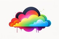 Vibrant rainbow colored cloud design with dripping paint effect on white background, modern gradient style illustration for creative projects and digital art.