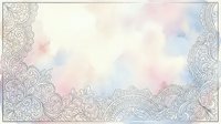 Ornate lace border frame with soft pastel watercolor background, isolated on white. Decorative vintage design element for invitations, cards, and wedding stationery templates.