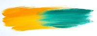 Vibrant yellow and turquoise watercolor brush stroke on white background, artistic paint splash with dynamic movement and gradient color transition.