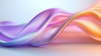 Smooth flowing abstract waves in purple, pink and orange gradient colors creating dynamic motion effect against light background. Modern minimal design element.