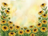 Watercolor yellow daisy flowers frame border with soft pastel background for greeting cards, invitations and spring summer botanical designs.