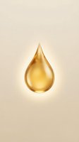 Golden oil drop isolated on beige background, suitable for cosmetics, skincare, wellness, and beauty product packaging design and marketing materials.