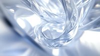 Ethereal swirling translucent ribbons in soft blue and white tones create an abstract flowing composition with gentle curves and light reflections.