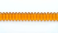 Amber gel capsules arranged in a neat row on white background, suitable for pharmaceutical, supplement, and healthcare marketing materials.