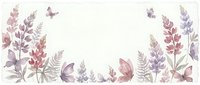 Watercolor floral frame with purple and pink botanical elements and butterflies on cream background for wedding invitations and feminine designs.