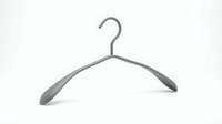 Gray modern clothes hanger isolated on white background, minimalist wardrobe accessory for clothing storage and retail display.