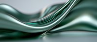 Elegant flowing curves in dark emerald green and silver create dynamic wave-like motion against blurred background, abstract luxury design for modern decor and branding.