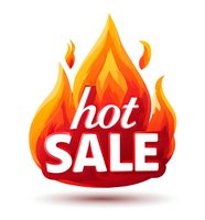 Bright flame with hot sale text on transparent background, promotional graphic for marketing campaigns and special offers.