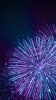 Spectacular fireworks explosion with vibrant purple and blue colors bursting against dark night sky for celebration events and festive occasions.