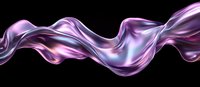 Flowing silk fabric in purple and blue colors creates elegant wave pattern against black background, abstract luxury design element for creative projects.