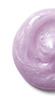 Purple cosmetic gel texture with water droplets isolated on white background for skincare and beauty product design applications.