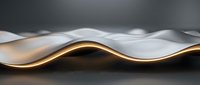 Smooth flowing wave with golden and white gradient curves against dark background, suitable for modern design, web graphics, and contemporary backgrounds.