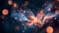 Magical glowing fairy silhouette made of sparkling light particles and bokeh effects against dark blue background, fantasy art concept for enchanted stories.