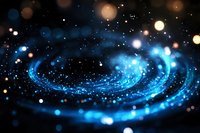 Cosmic spiral galaxy with glowing blue particles and stars creating magical space atmosphere for astronomy and science fiction projects.