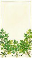 Elegant botanical frame with fresh green herb bundles and gold border on cream background, isolated and ready for design use on invitations, menus, certificates, and marketing materials.