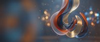 Abstract metallic ribbons flowing in elegant curves with warm golden and copper tones against blurred bokeh background for modern design projects.