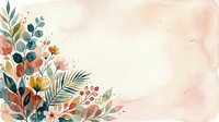 Watercolor floral arrangement with coral, gold, and teal botanical elements on cream background, isolated for design use on invitations, cards, and digital projects.