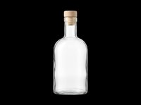 Clear glass bottle with cork stopper, isolated on transparent background, ready for t-shirt design, stickers, clipart, print on demand, and sublimation projects.