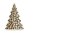 Stylish Christmas tree with leopard print pattern on white background, perfect for holiday design projects.