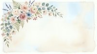 Watercolor floral corner arrangement with roses, lavender, and eucalyptus leaves on cream background. Isolated design element for wedding invitations, greeting cards, and stationery projects.