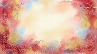 Watercolor floral frame with red and gold flowers, soft pastel background, isolated design element for invitations, cards, and creative projects.