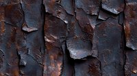 Extreme close up of heavily corroded metal surface showing deep rust texture, peeling paint, and weathered patina creating abstract industrial pattern.