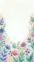 Watercolor floral border frame with colorful flowers, leaves, and gems on white background with copy space for cards and invitations.