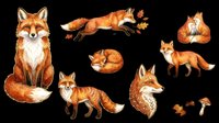 Cute red fox collection in multiple poses, isolated on transparent background. Great for stickers, t-shirt design, clipart, print on demand, and sublimation projects.