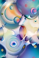 Abstract fluid art background with vibrant gradient spheres and circular shapes in pastel colors perfect for modern wall art, phone cases, and digital design projects.