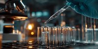 Laboratory scientist in protective gloves using pipette for precise liquid measurement in test tubes during medical research experiment in modern lab.