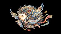 Cute hedgehog with wings wearing ornate traditional Asian armor, flying pose, isolated on transparent background. Great for stickers, t-shirt design, print on demand, clipart.