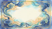 Ornate decorative frame with flowing blue and gold swirls creating elegant border design on light background for luxury invitations and artistic projects.