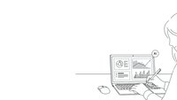 Professional businesswoman analyzing financial data and charts on laptop computer for business analytics and reporting.