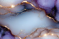 Abstract luxury marble background with gold veins and purple swirls on gray surface creates elegant natural stone effect for decorative design.