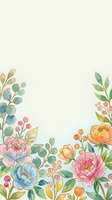 Watercolor floral border with pink peonies, blue roses, and berries on a light background, perfect for cards and invitations.