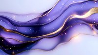 Purple and gold flowing waves with sparkles create elegant abstract background for luxury branding and sophisticated design projects.