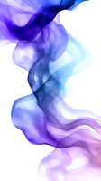 Flowing abstract smoke waves in purple and blue gradient colors on white background, creating ethereal fluid art pattern suitable for modern interior design.
