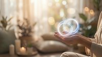 Person holding glowing orb of light in hands, representing energy, spirituality, and innovation in modern wellness and technology concepts.