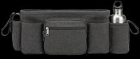 Stroller organizer bag with multiple compartments and bottle holders, isolated on transparent background. Ready for e-commerce, product mockups, print-on-demand, and design projects.