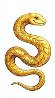 Golden serpent with ornate scales and decorative patterns, isolated on white background. Suitable for clipart, t-shirt designs, and graphic applications.