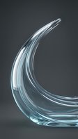 Transparent glass curved wave flowing upward with smooth reflective surface on dark background for modern design projects.