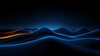 Abstract glowing blue and orange light waves flowing smoothly against dark background, creating dynamic motion effect for modern technology designs and presentations.