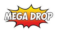 Comic book style burst with MEGA DROP text in bold letters on colorful explosion background for gaming promotions and marketing campaigns.