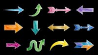 Colorful arrow collection with various directions and styles isolated on transparent background, ready for clipart, t-shirt design, stickers, print-on-demand products, and sublimation projects.