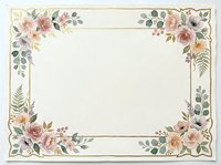 Vintage floral border frame with roses, ferns and botanical elements on cream background. Suitable for invitations, cards, stationery and decorative designs.