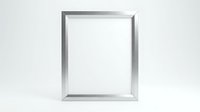 Silver metallic picture frame with clean modern design on white background, isolated for graphic design projects and mockup presentations.