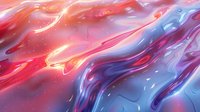 Abstract fluid art background with vibrant red, pink and blue swirling patterns creating dynamic marble effect, glowing light streaks and flowing liquid texture.